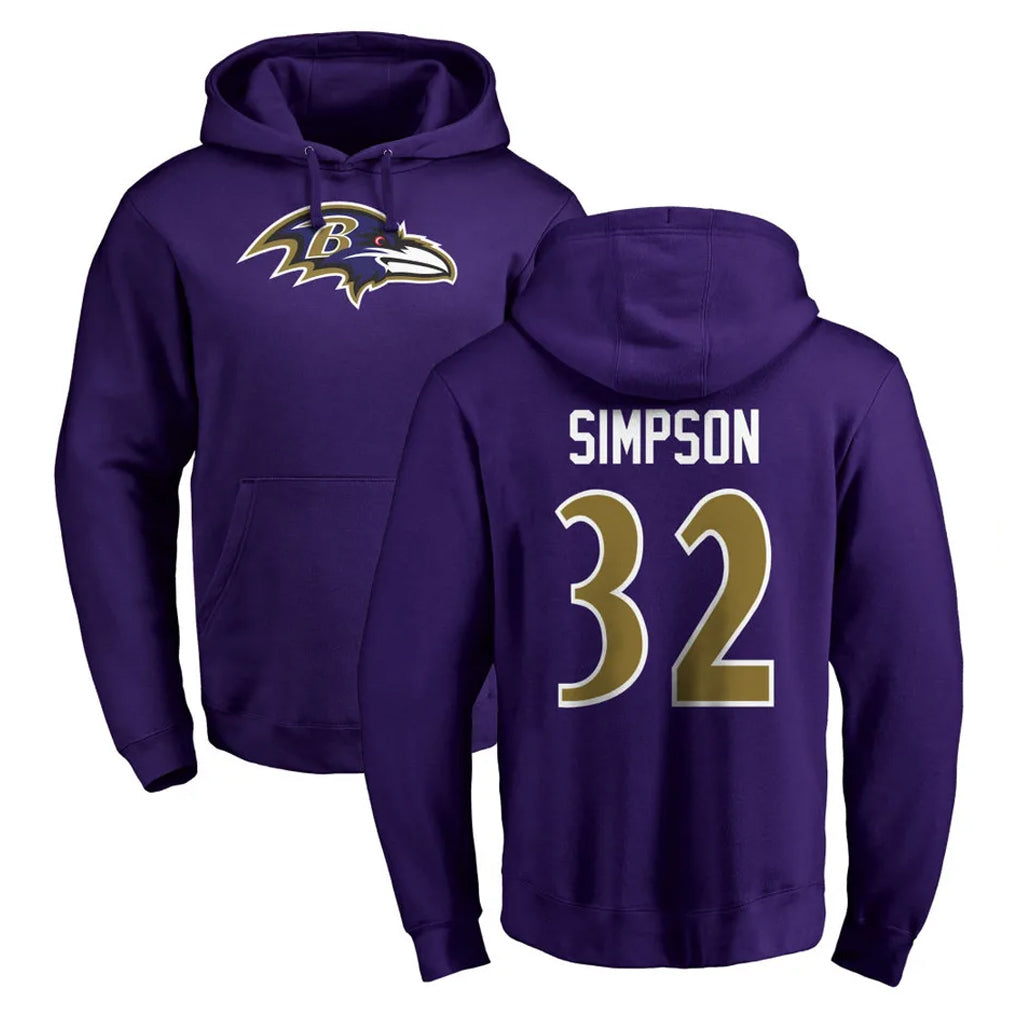 B.Ravens #32 Trenton Simpson Player Purple Salute to Service Pullover Hoodie Kdoa Stitched Jerseys