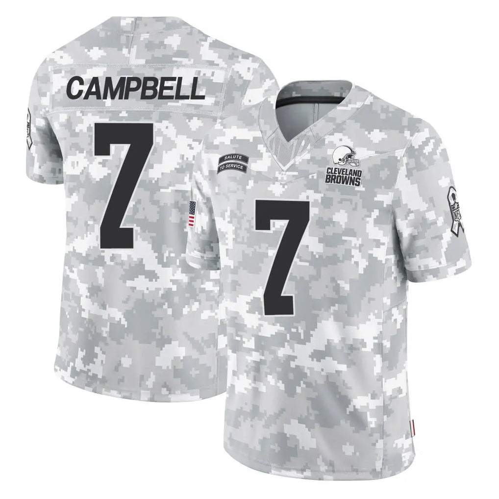 C.Browns #7 Tyson Campbell Player Arctic Camo Salute to Service Limited Home Game Kdoa Stitched Jerseys