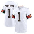 C.Browns #1 KC Concepcion Player White Home Game Kdoa Stitched Jerseys