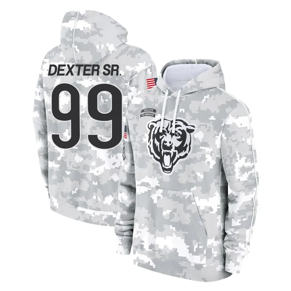 C.Bears #99 Gervon Dexter Sr. Player Arctic Camo Salute to Service Pullover Hoodies Limited Kdoa Stitched Jerseys