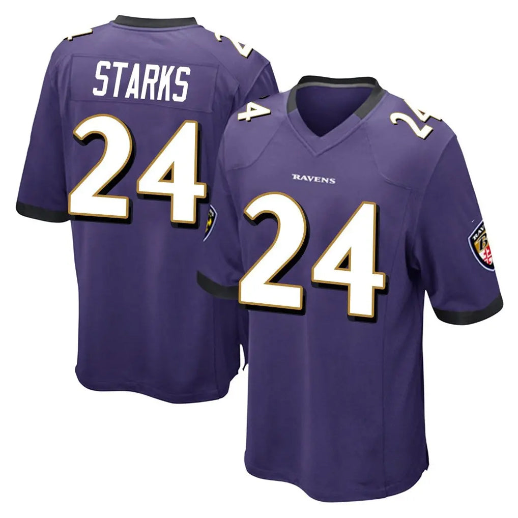B.Ravens #24 Malaki Starks Player Purple Color Rush Home Game Kdoa Stitched Jerseys