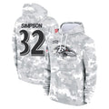 B.Ravens #32 Trenton Simpson Player Arctic Camo Salute to Service Pullover Hoodie Kdoa Stitched Jerseys