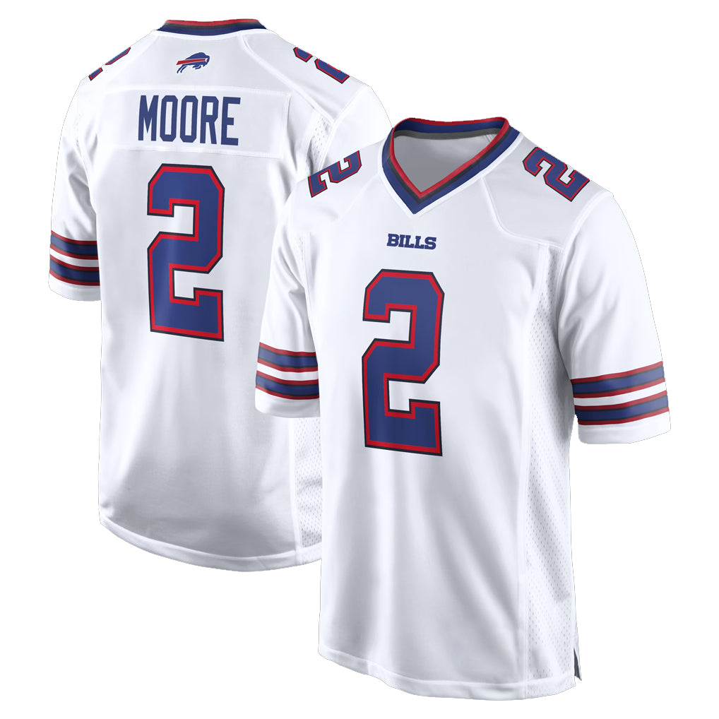 B.Bills #2 DJ Moore Player White Home Game Kdoa Stitched Jerseys