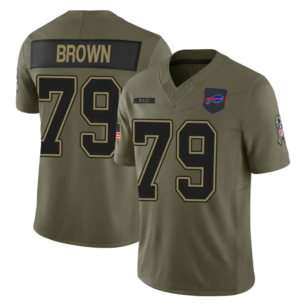 B.Bills #79 Spencer Brown Player Olive Salute To Service Limited Game Kdoa Stitched Jerseys