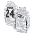 B.Ravens #24 Malaki Starks Player Arctic Camo Salute to Service Pullover Hoodie Kdoa Stitched Jerseys