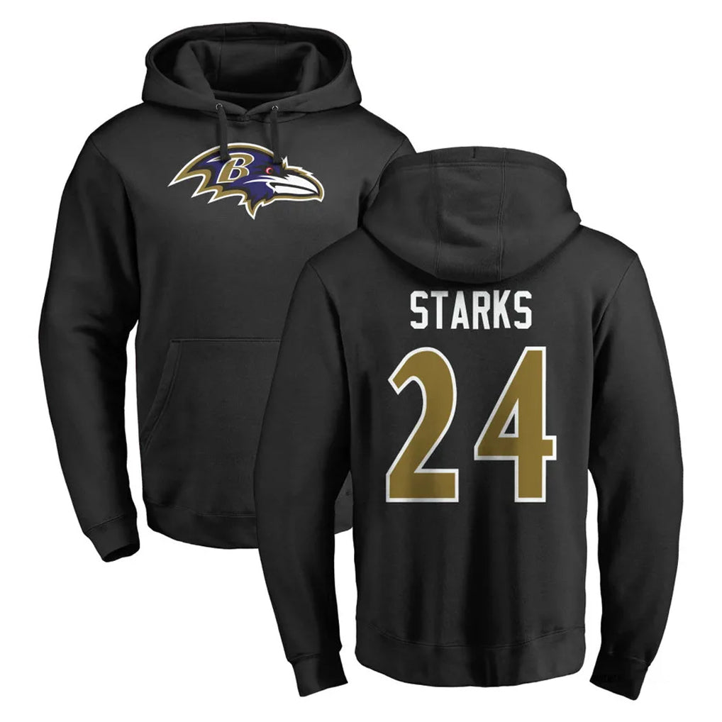 B.Ravens #24 Malaki Starks Player Black Pullover Hoodie Kdoa Stitched Jerseys