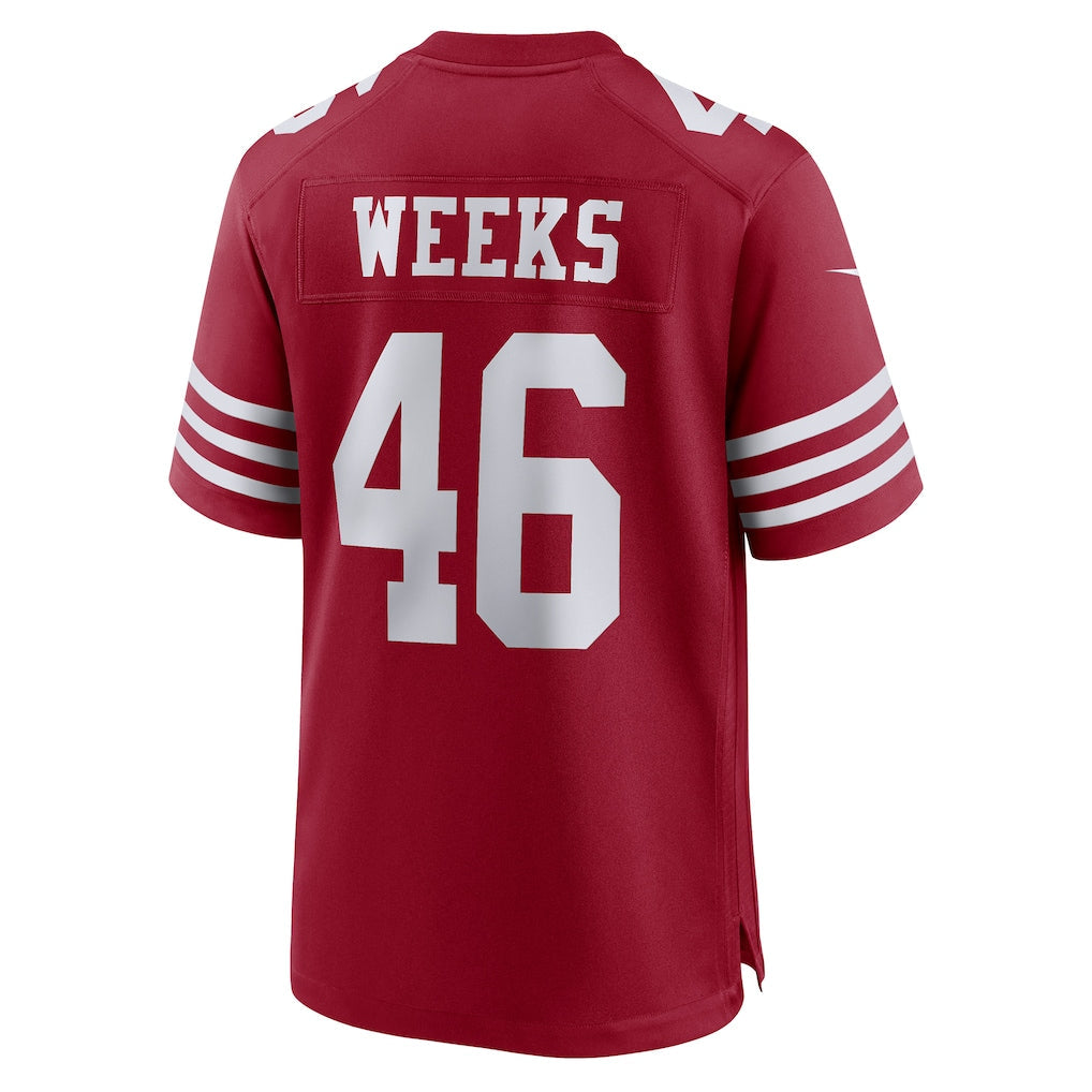 Kdoa SF.49ers #46 Jon Weeks Scarlet Team Game Jersey