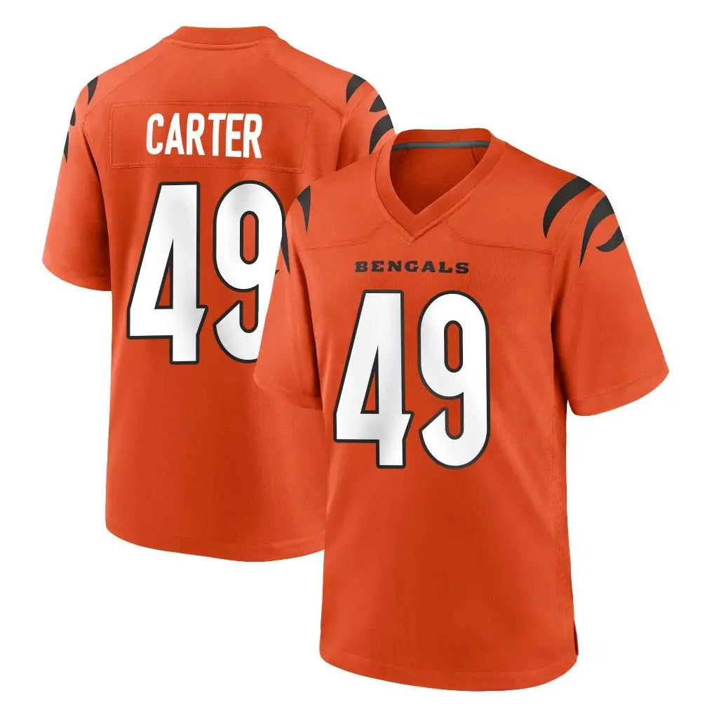 C.Bengals #49 Barrett Carter Player Orange Home Game Kdoa Stitched Jerseys
