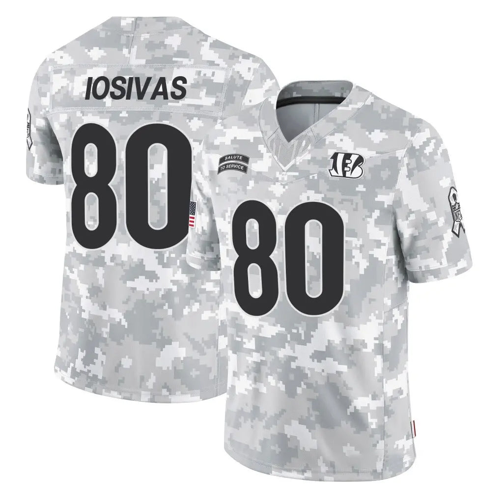 C.Bengals #80 Andrei Iosivas Player Arctic Camo Salute to Service Limited Kdoa Stitched Jerseys