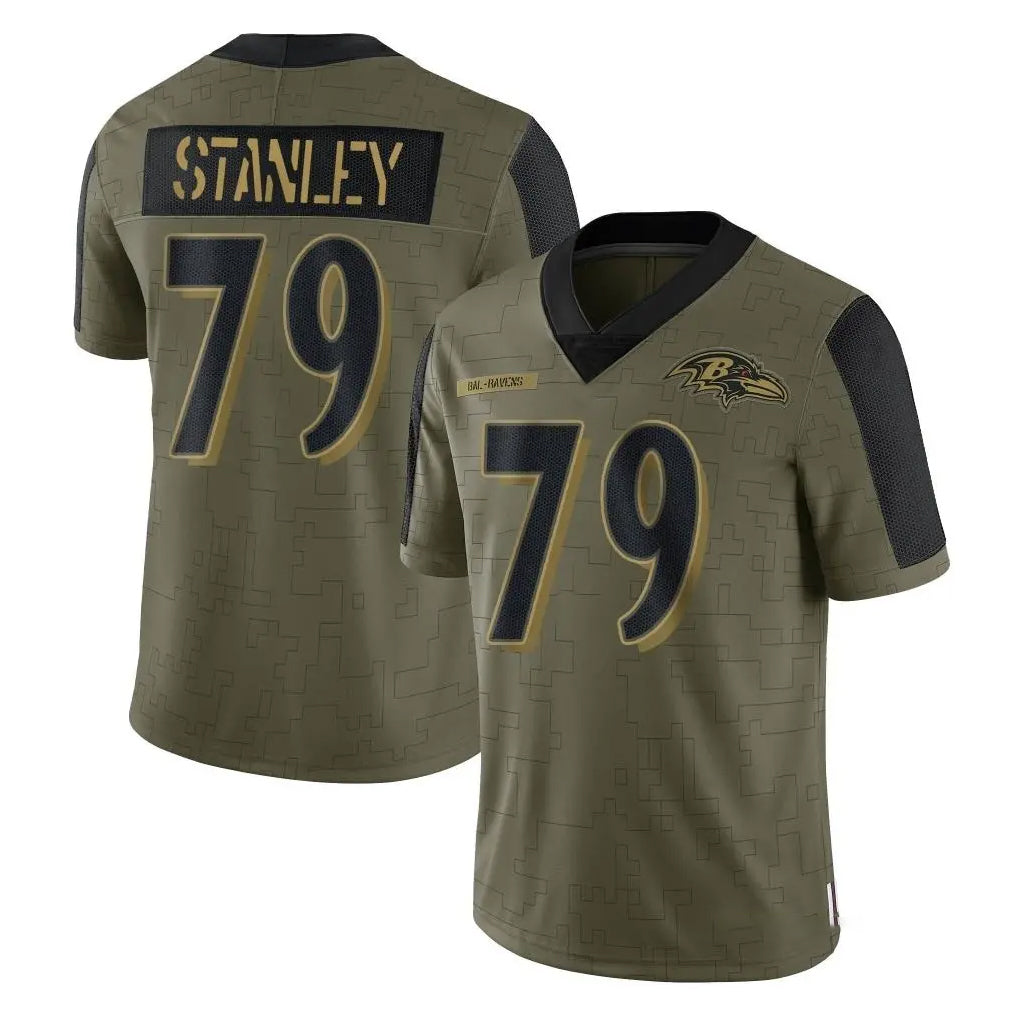 B.Ravens #79 Ronnie Stanley Player Olive Salute To Service Limited Game Kdoa Stitched Jerseys