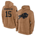 B.Bills #15 Greg Rousseau Player Brown Salute to Service Hoodies Kdoa Stitched Jerseys