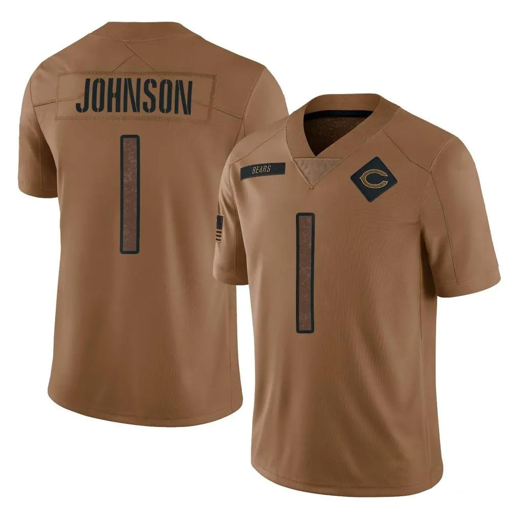 C.Bears #1 Jaylon Johnson Player Brown Salute to Service Limited Kdoa Stitched Jerseys