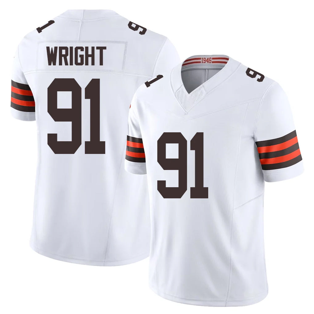 C.Browns #91 Alex Wright Player White Vapor F.U.S.E. Limited Home Game Kdoa Stitched Jerseys