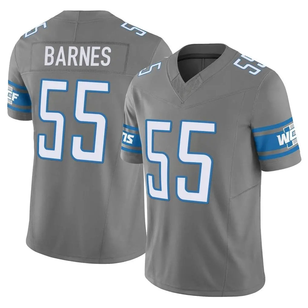 D.Lions #55 Derrick Barnes Player Gray Vapor F.U.S.E. Limited Home Game Kdoa Stitched Jerseys