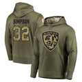 B.Ravens #32 Trenton Simpson Player Olive Salute to Service Pullover Hoodie Kdoa Stitched Jerseys