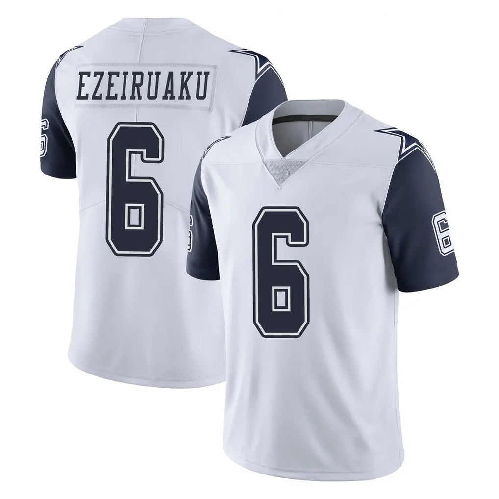 D.Cowboys #6 Donovan Ezeiruaku Player White-Navy Limited Color Rush Vapor Untouchable Home Game Xdoa Stitched Jerseys