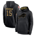 B.Bills #15 Greg Rousseau Player Black Salute to Service Hoodies Kdoa Stitched Jersey