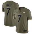 D.Broncos #7 John Elway Player Limited Salute To Service Olive Kdoa Stitched Jerseys
