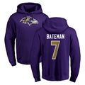B.Ravens #7 Rashod Bateman Player Purple Salute to Service Pullover Hoodie Kdoa Stitched Jerseys