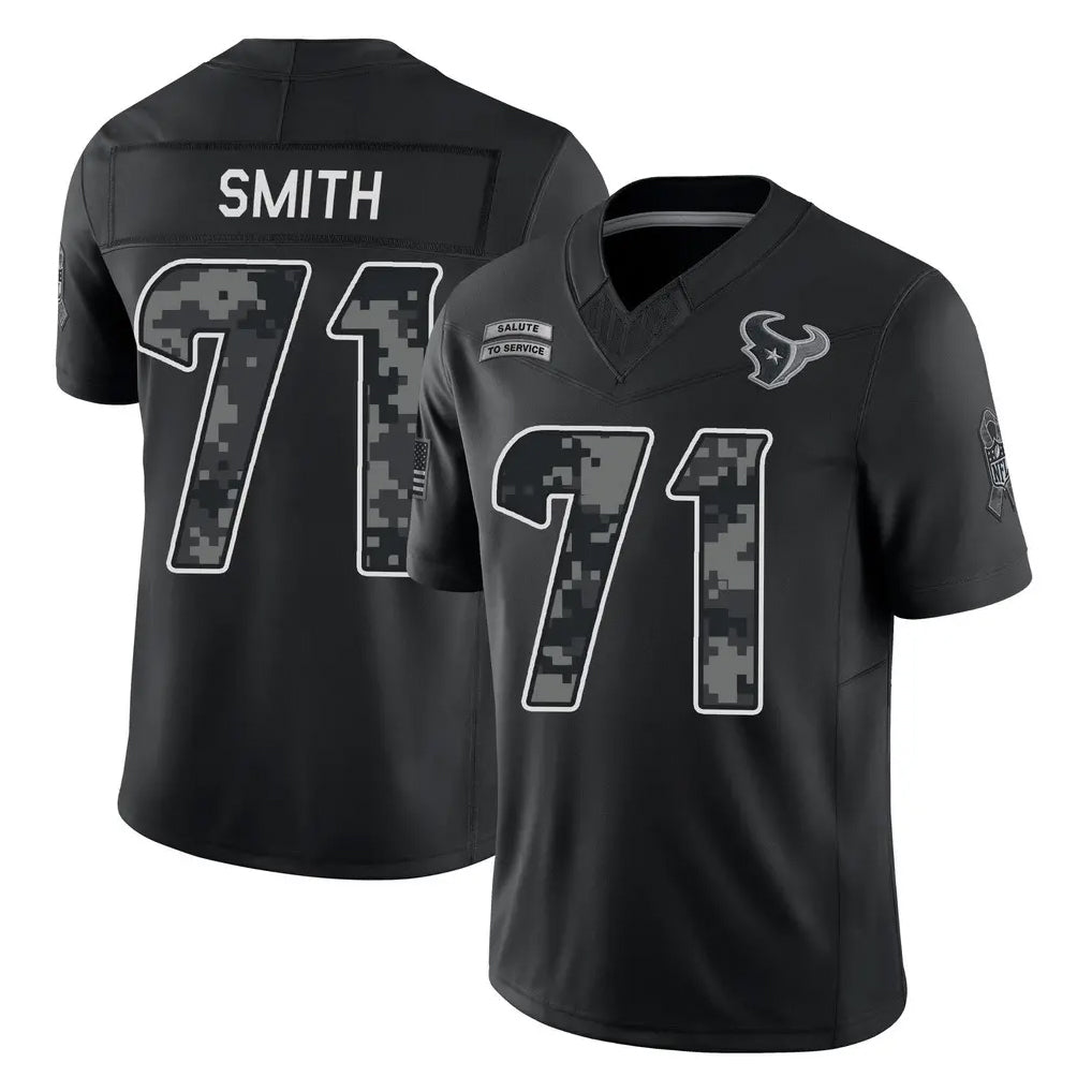 H.Texans #71 Braden Smith Player Black Limited 2026 Salute to Service Home Game Kdoa Stitched Jerseys