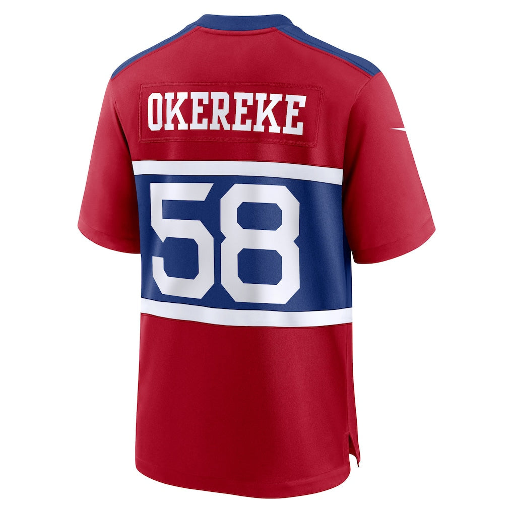 Kdoa NY.Giants #58 Bobby Okereke Century Red Alternate Player Game Jersey