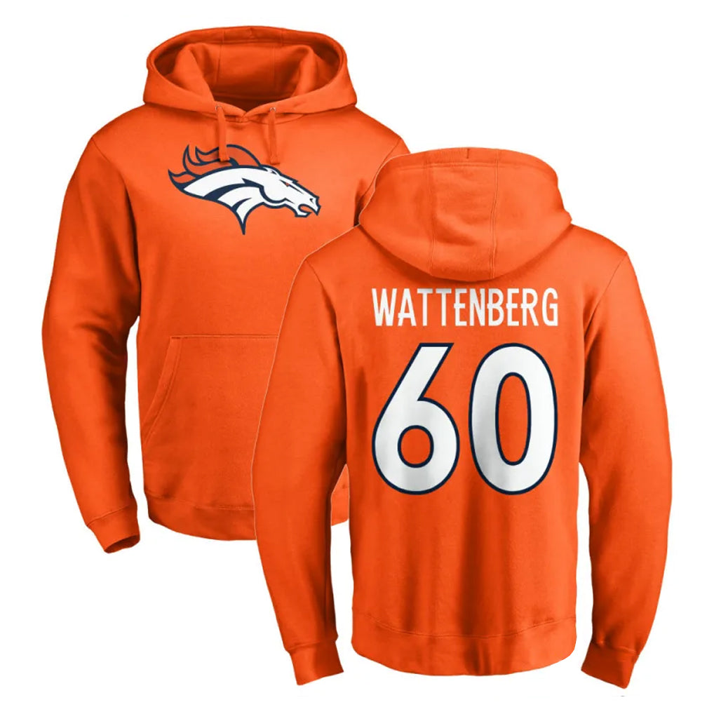 D.Broncos #60 Luke Wattenberg Player Orange Pullover Hoodie Limited Kdoa Stitched Jerseys