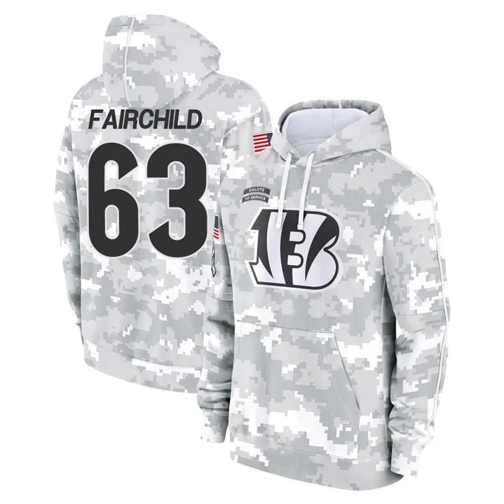 C.Bengals #63 Dylan Fairchild Player Arctic Camo Salute to Service Pullover Hoodie Limited Kdoa Stitched Jerseys