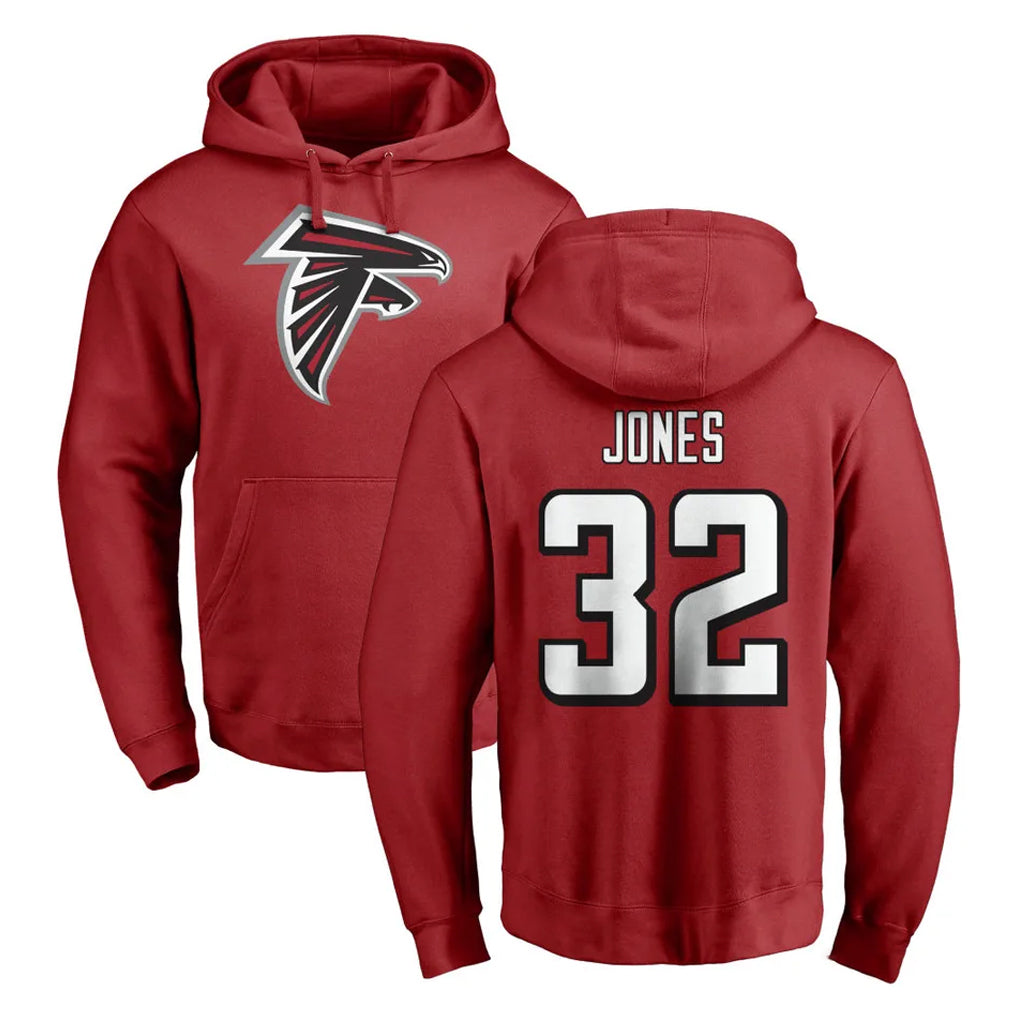 A.Falcons #32 Cash Jones Player Red Pullover Hoodies Home Game Kdoa Stitched Jerseys