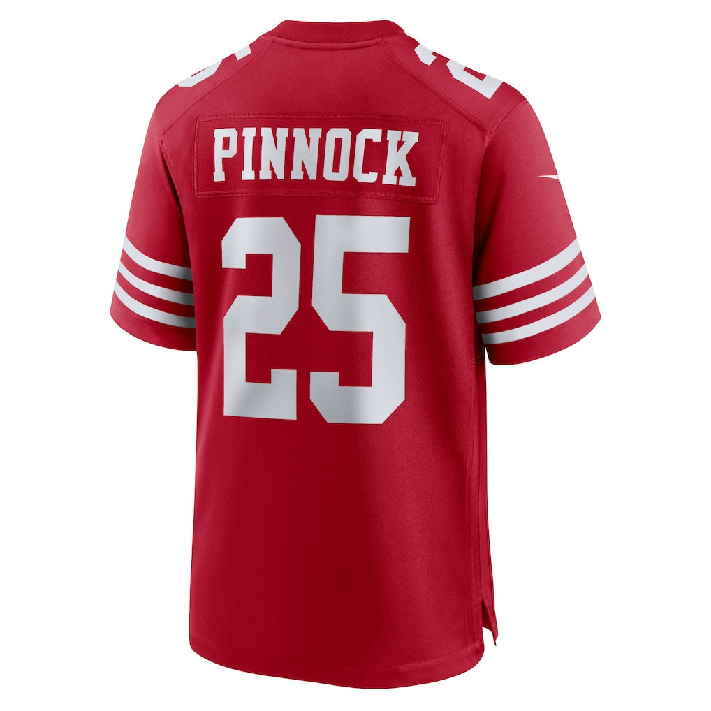 Kdoa SF.49ers #25 Jason Pinnock Scarlet Team Game Jersey