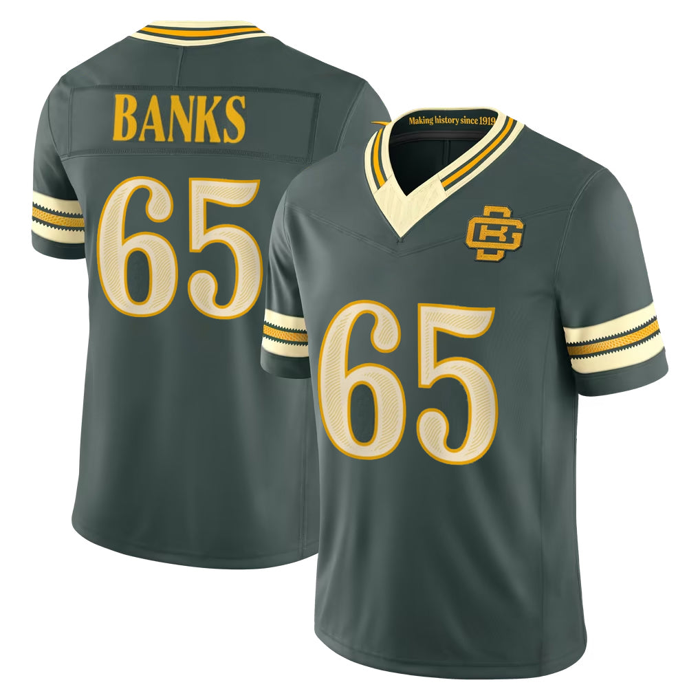 GB.Packers #65 Aaron Banks Player Green Limited 2026 Rivalries Collection Home Game Kdoa Stitched Jerseys