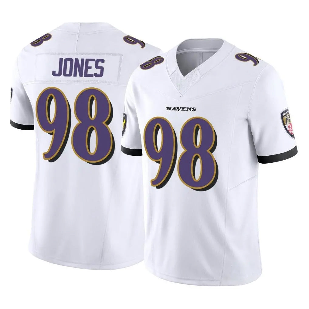 B.Ravens #98 Travis Jones Player White Vapor F.U.S.E. Limited Home Game Kdoa Stitched Jerseys