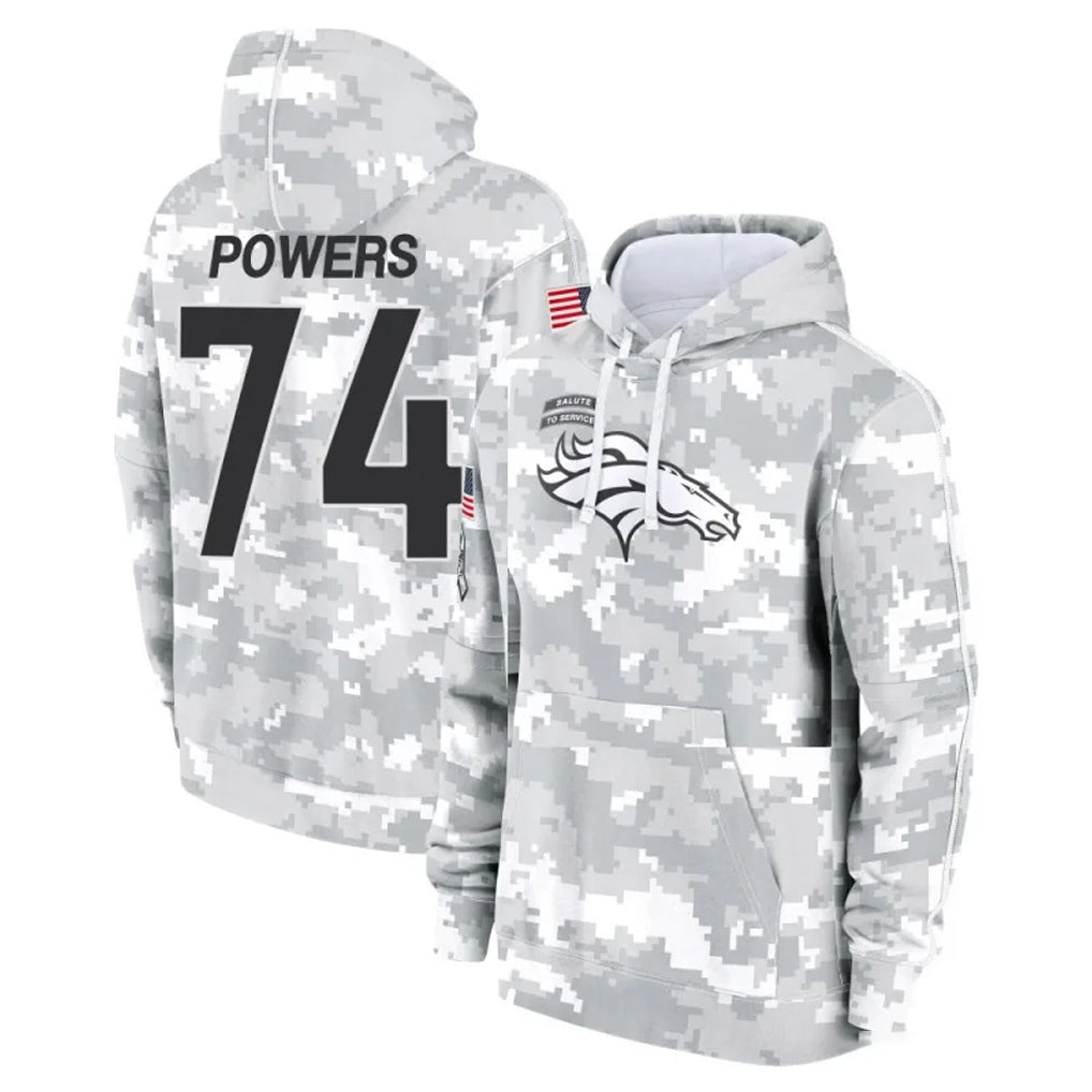 D.Broncos #74 Ben Powers Player Arctic Camo Salute to Service Hoodies Limited Game Kdoa Stitched Jerseys