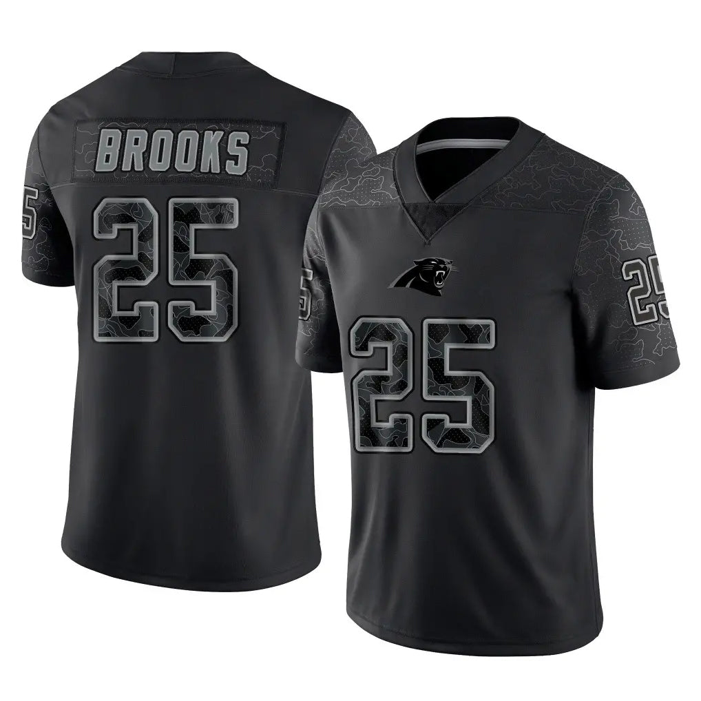 C.Panthers #25 Jonathon Brooks Player Black Limited Reflective Game Kdoa Stitched Jerseys