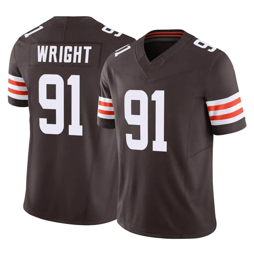 C.Browns #91 Alex Wright Player Brown Vapor F.U.S.E. Limited Home Game Kdoa Stitched Jerseys