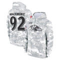 B.Ravens #92 Nnamdi Madubuike Player Arctic Camo Salute to Service Pullover Hoodie Kdoa Stitched Jerseys