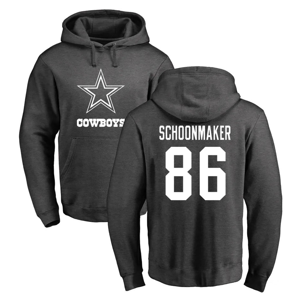 D.Cowboys #86 Luke Schoonmaker Player Ash One Color Pullover Hoodie Limited Xdoa Stitched Jerseys