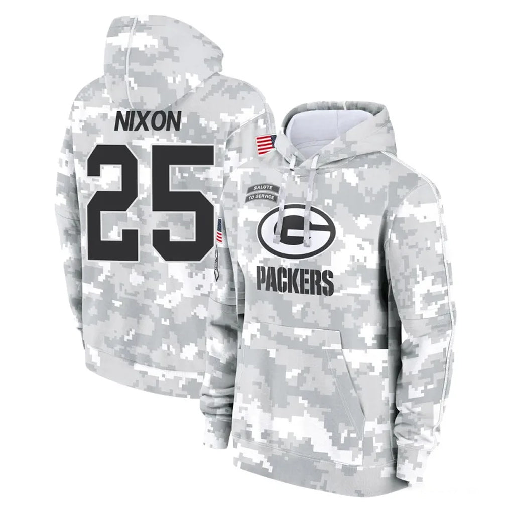 GB.Packers #25 Keisean Nixon Player Arctic Camo Salute to Service Hoodies Limited Game Kdoa Stitched Jerseys