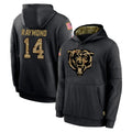 C.Bears #14 Kalif Raymond Player Black Salute to Service Pullover Hoodies Limited Kdoa Stitched Jerseys