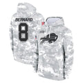 B.Bills #8 Terrel Bernard Player Arctic Camo Salute to Service Hoodies Kdoa Stitched Jerseys