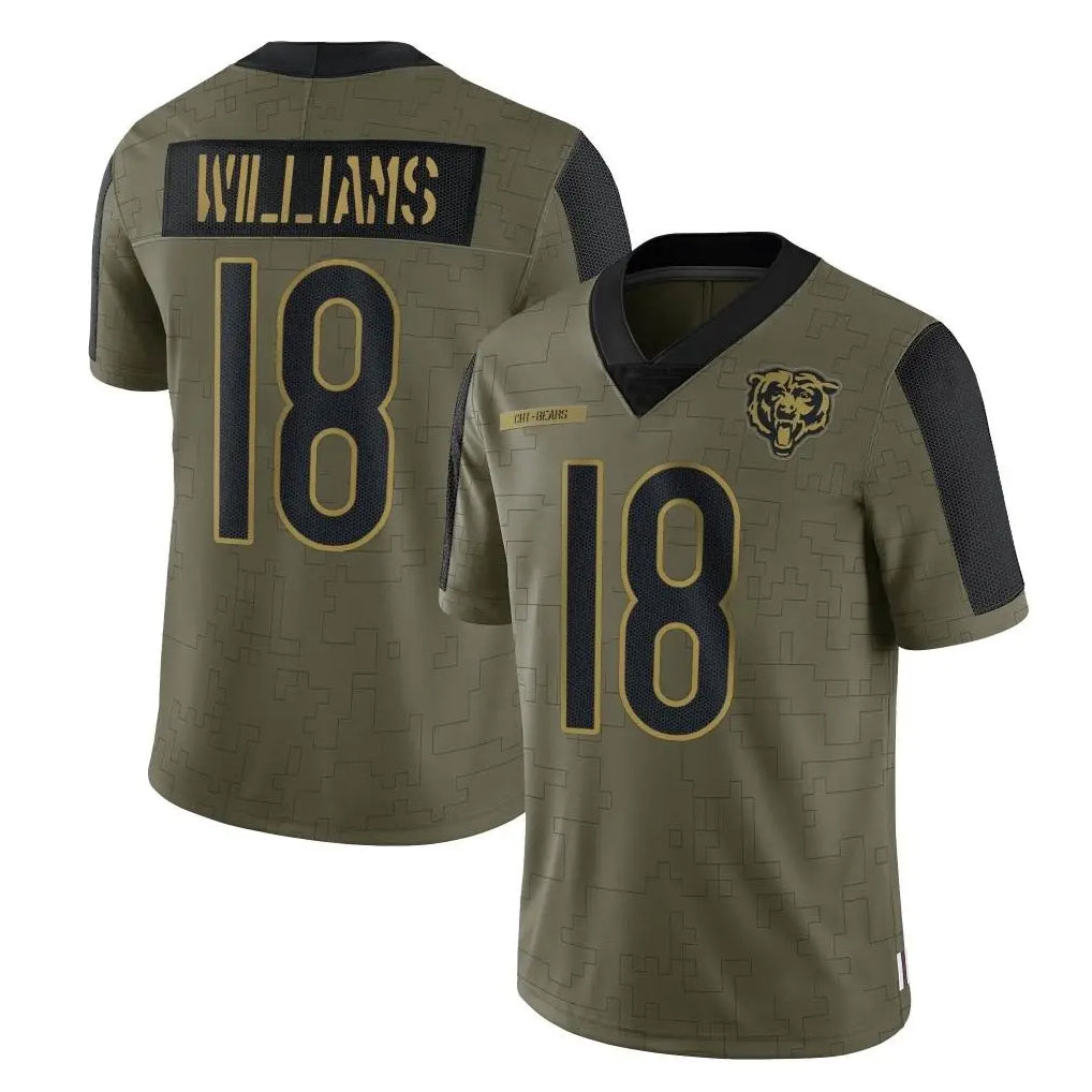C.Bears #18 Caleb Williams Player Olive Salute to Service Limited Kdoa Stitched Jerseys