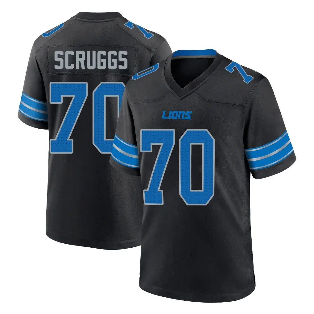 D.Lions #70 Juice Scruggs Player Black Alternate Home Game Kdoa Stitched Jerseys