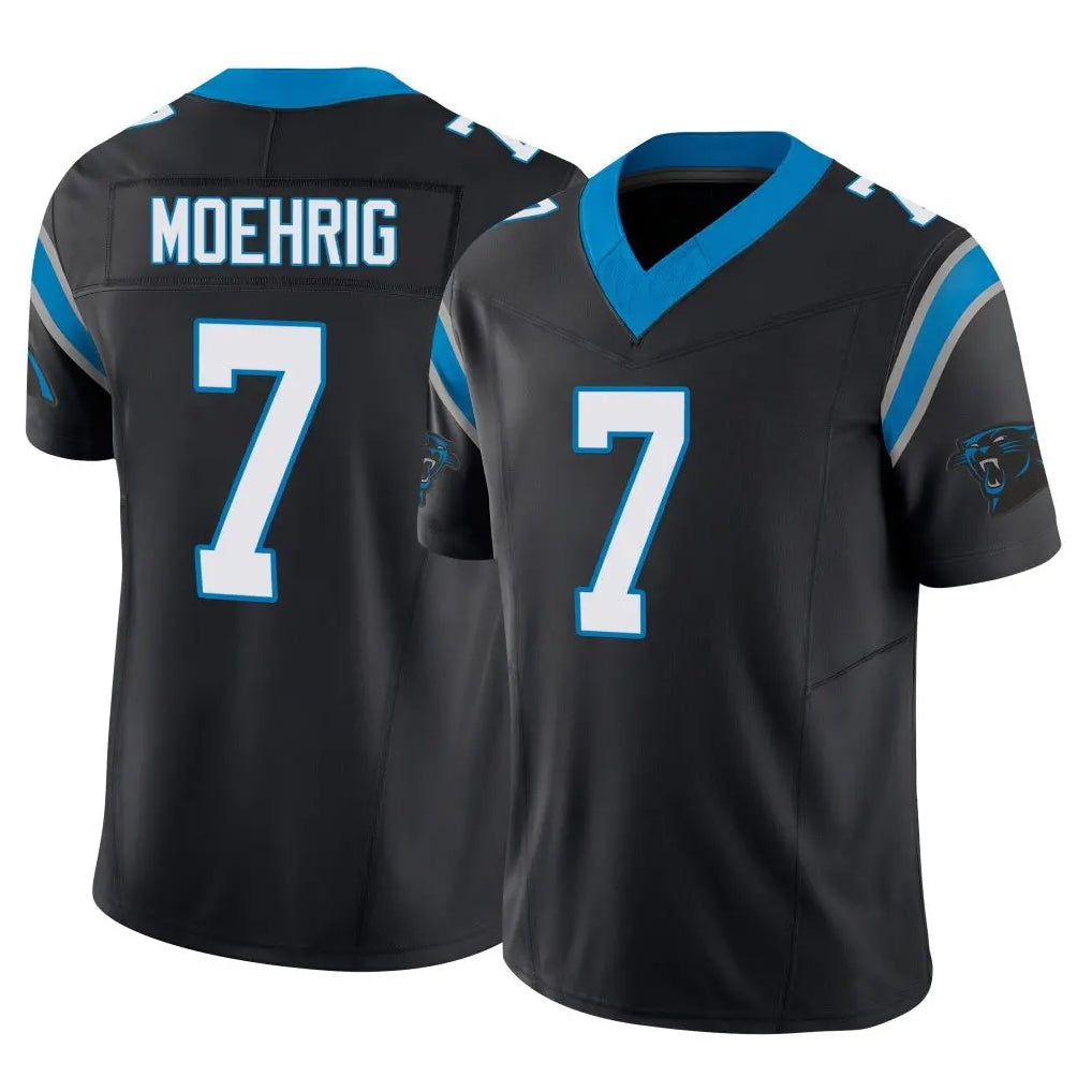 C.Panthers #7 Tre'von Moehrig Player Black Vapor F.U.S.E. Limited Home Game Kdoa Stitched Jerseys