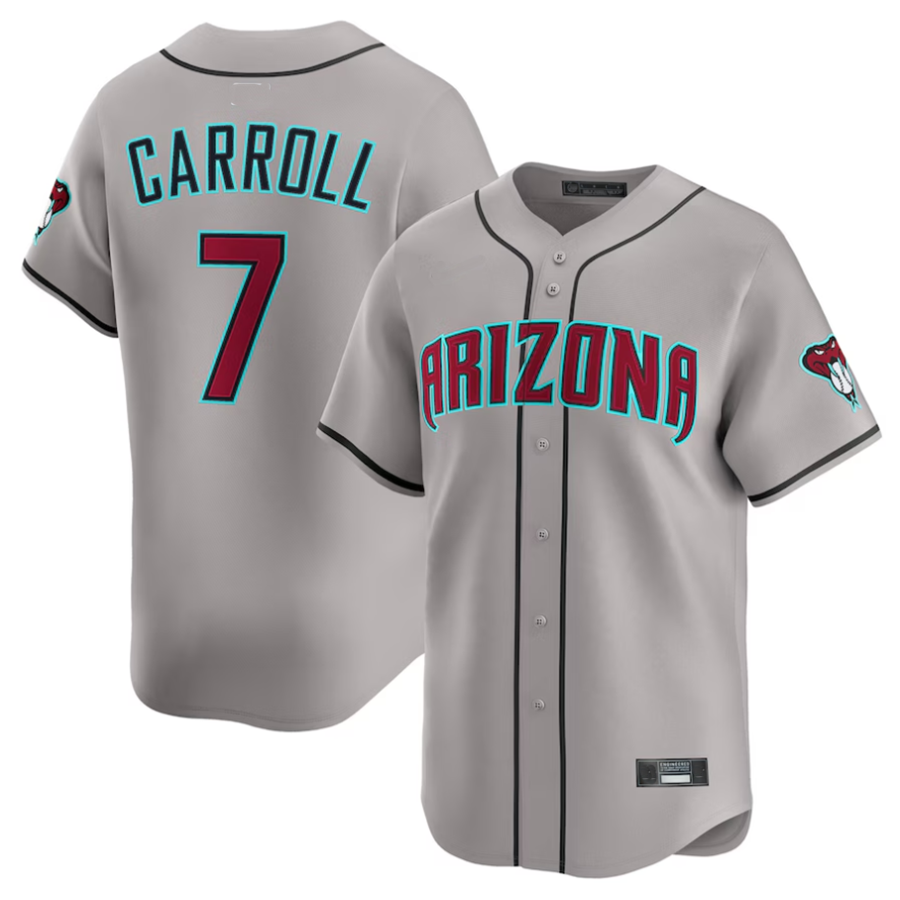 Kdoa A.Diamondbacks #7 Corbin Carroll Player Gray Limited American Personalized Stitched Jerseys