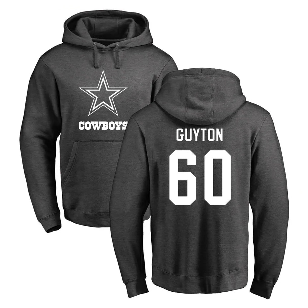 D.Cowboys #60 Tyler Guyton Player Ash One Color Pullover Hoodie Limited Xdoa Stitched Jerseys