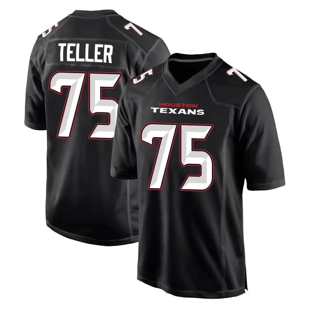 H.Texans #75 Wyatt Teller Player Carbon Black Fashion Home Game Kdoa Stitched Jerseys