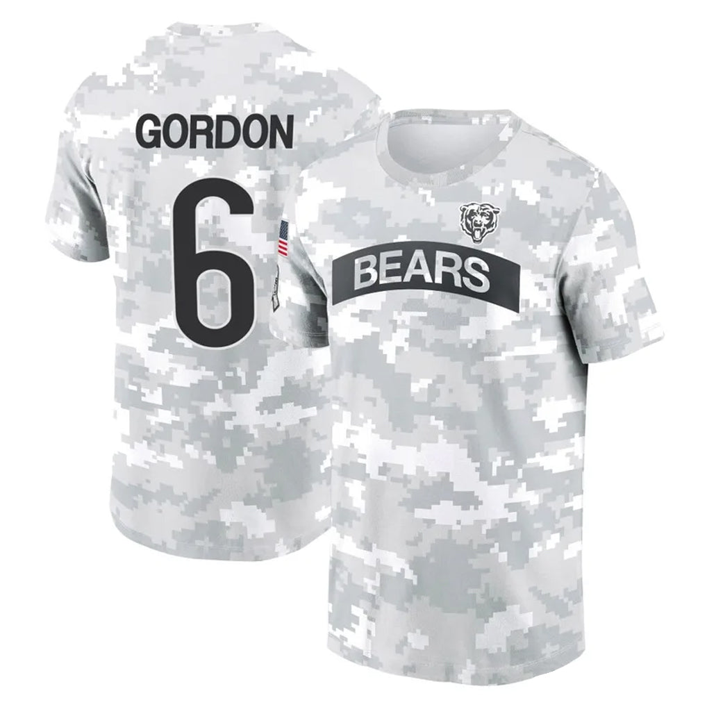 C.Bears #6 Kyler Gordon Player Arctic Camo Salute to Service Performance T-Shirt Limited Kdoa Stitched Jerseys
