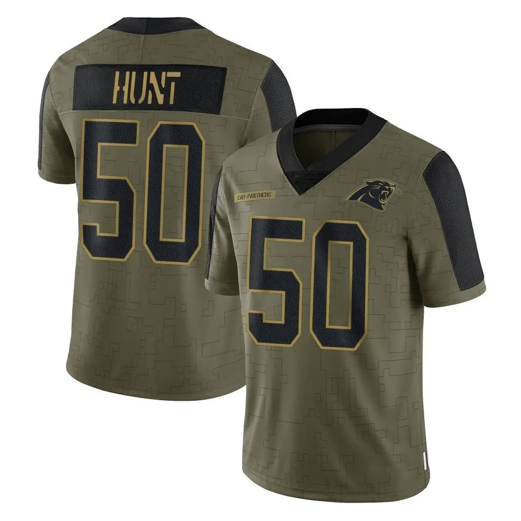C.Panthers #50 Robert Hunt Player Olive Salute to Service Limited Game Kdoa Stitched Jerseys
