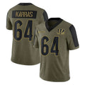 C.Bengals #64 Ted Karras Player Olive Salute to Service Game Kdoa Stitched Jerseys