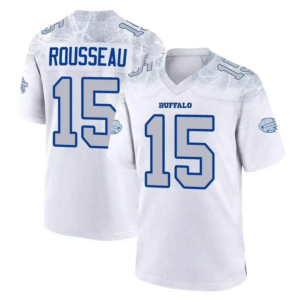 B.Bills #15 Greg Rousseau Player White Rivalries Collection Game Kdoa Stitched Jerseys