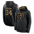 C.Bears #34 Walter Payton Player Black Salute to Service Pullover Hoodies Limited Kdoa Stitched Jerseys
